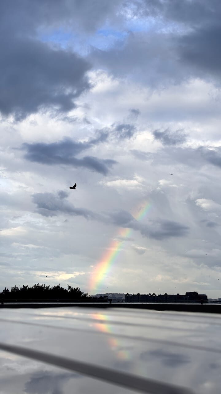 Rainbow over a lake